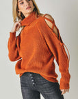 Davi & Dani Turtle Neck Cutout Long Sleeve Sweater - Online Only - My Pampered Life Seattle