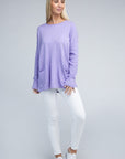 Zenana Viscose Front Pockets Sweater