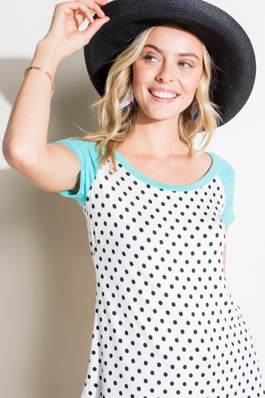 e Luna PLUS Polka Dot Mix Baseball Top