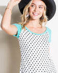 e Luna PLUS Polka Dot Mix Baseball Top