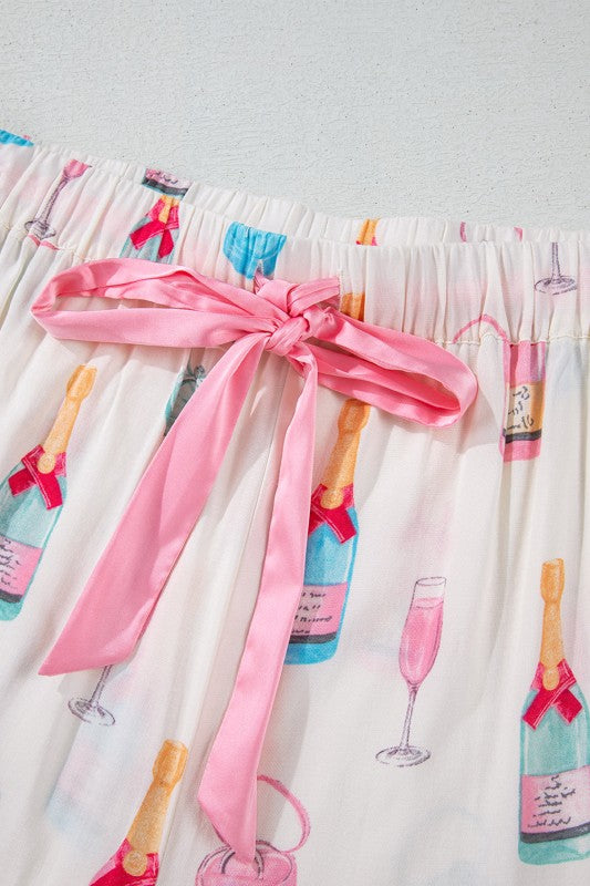 Plus Size Valentine Champagne Bow Tie Pajama Set