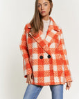 Davi & Dani Fuzzy Boucle Textured Double Breasted Coat Jacket