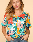 Haptics PLUS Floral Loose Fit Short Sleeve Top