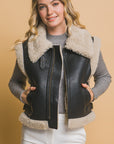 Love Tree Sherpa Zip Up Vest with Pockets