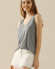 Ninexis Full Size V-Neck Curved Hem Tank