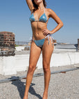 Two Piece Metallic Bikini with Matching Color Beads