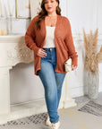 Plus Size Solid Pointelle Knit Open Front Cardigan