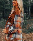 Plaid Corduroy Patchwork Chest Pocket Shacket