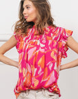 BiBi Smocked Yoke Ruffled Floral Top