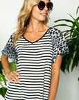 e Luna Striped Animal Flare Sleeve Top