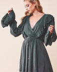 Ruffle Surplice Tied Mini Dress - Online Only