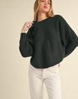 Mable Round Neck Dolman Sleeve Cropped Sweater