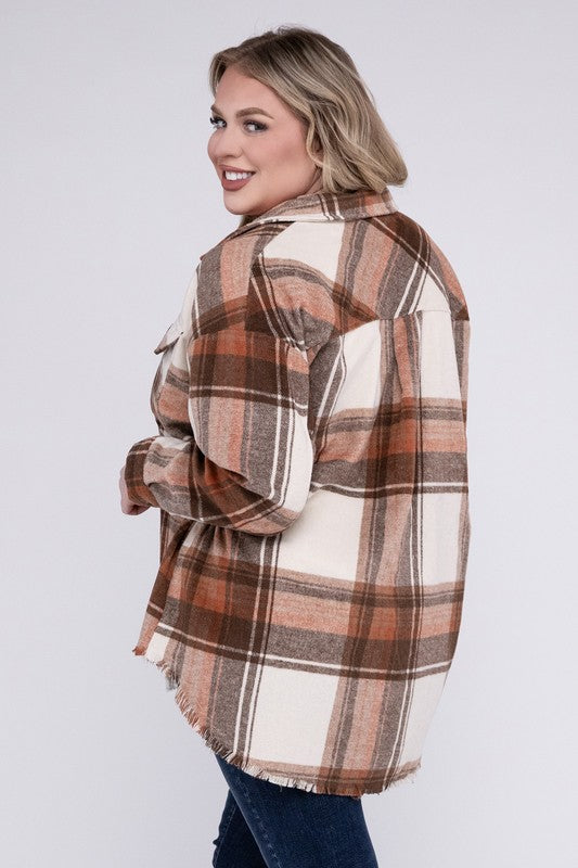 Blue B Plus Size Yarn Dyed Plaid Shirt Jacket