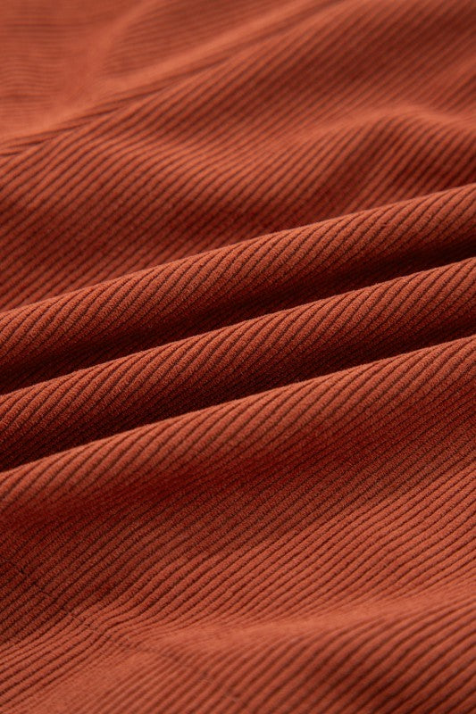 Corduroy Scalloped Edge High Waist Shorts