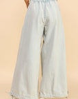 Davi & Dani Drawstring Hem Wide Leg Mid Rise Jeans