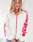 Floral Embroidered Puff Long Sleeve Shirt