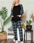 Celeste Plaid Long Sleeve T-Shirt with Pockets