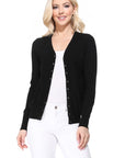 MAK Women's V-Neck Button Down Knit Cardigan Sweater