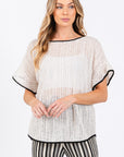 GeeGee Contrast Trim Short Sleeve Knit Cover Up