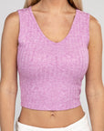 Zenana Ribbed Scoop Neck Cropped Sleeveless Top