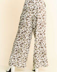 Davi & Dani Drawstring Leopard Wide Leg Pants