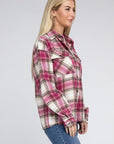 Pink Plaid Front Pocket Shacket