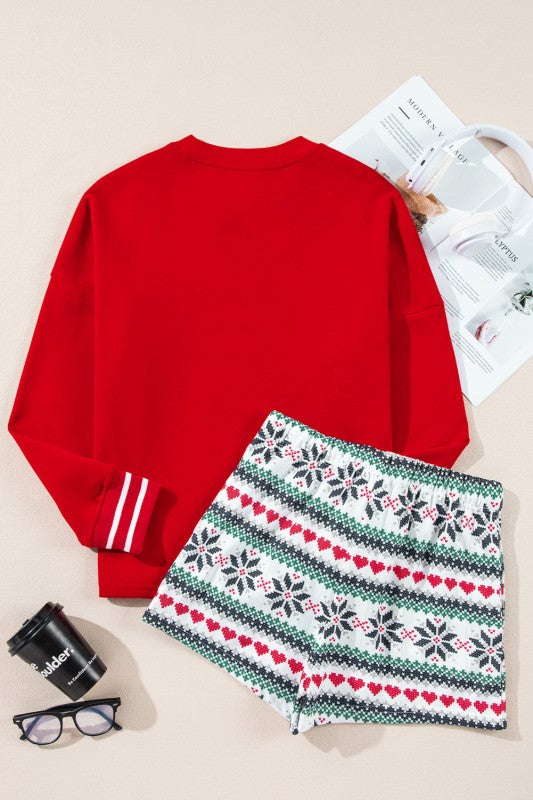 Christmas SLEIGH Top and  Snowflake Shorts Set