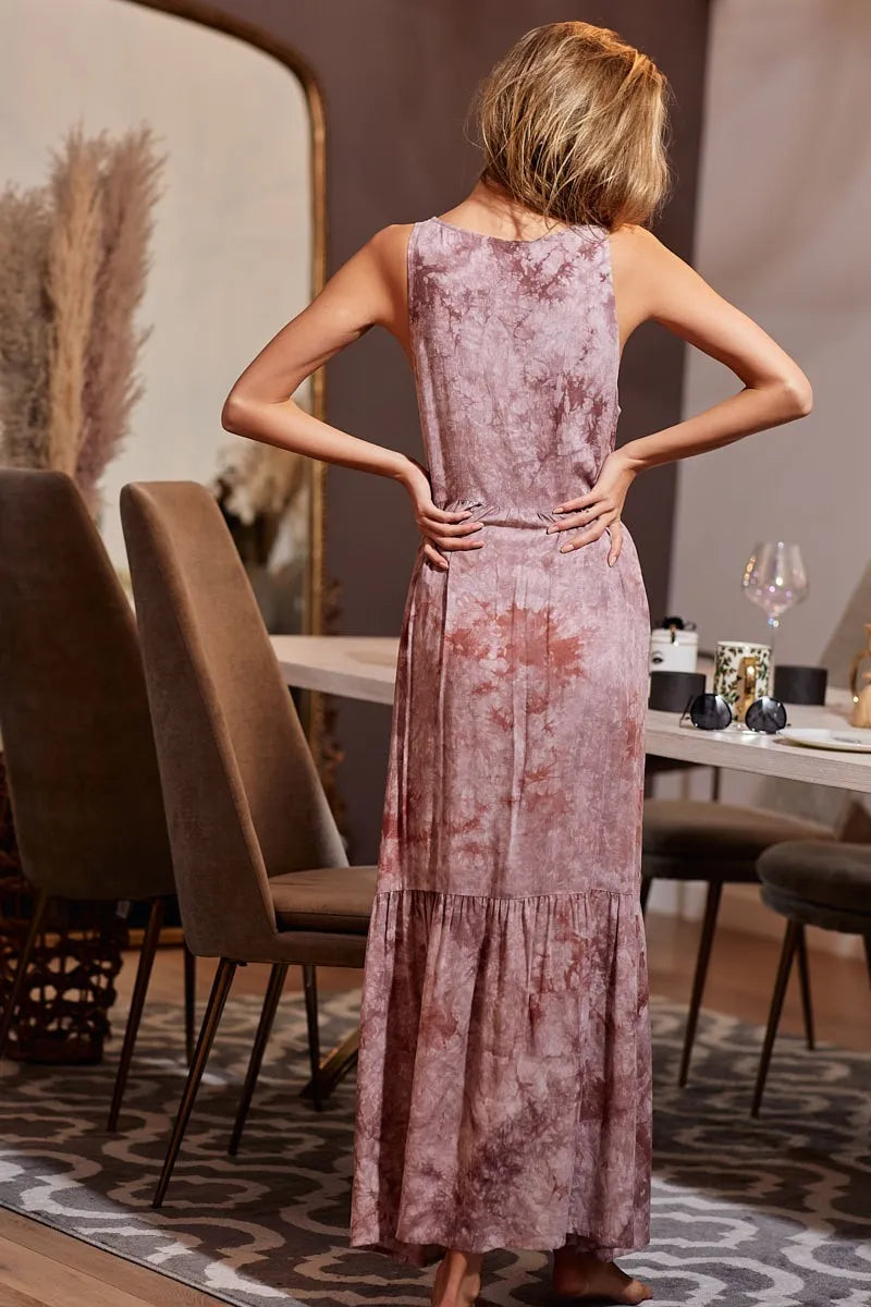 BiBi Tie-Dye Sleeveless V-Neck Dress