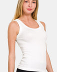 Zenana 2 Way Neckline Washed Ribbed Tank