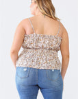 Zenobia Plus Size Frill Floral Square Neck Cami