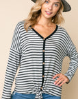 e Luna Striped Button Down Top