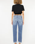 Kancan Mid Rise Distressed Straight Jeans