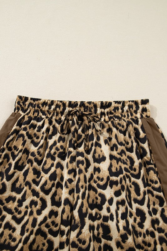 Leopard Collared 3/4 Sleeve Shirt and Pants Set