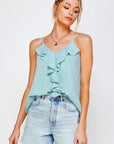 Textured Ruffle Frill Tank Top