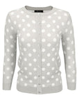 Polka Dot Jacquard 3/4 Sleeve Sweater Cardigan