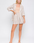 Love Tree Linen Woven Striped Blazer