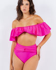 Two Piece Top Ruffle Shoulder with Twisted Design