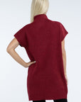 ZENANA Mock Neck Short Sleeve Sweater Dress with Pocket