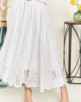 ADORA Elastic Waist Lace Midi Skirt