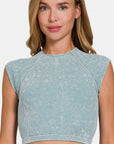 Zenana Ribbed Round Neck Cropped Top