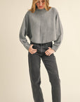 Mable Round Neck Dolman Sleeve Cropped Sweater