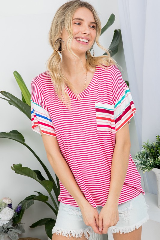 e Luna PLUS Multi Striped Boxy Top