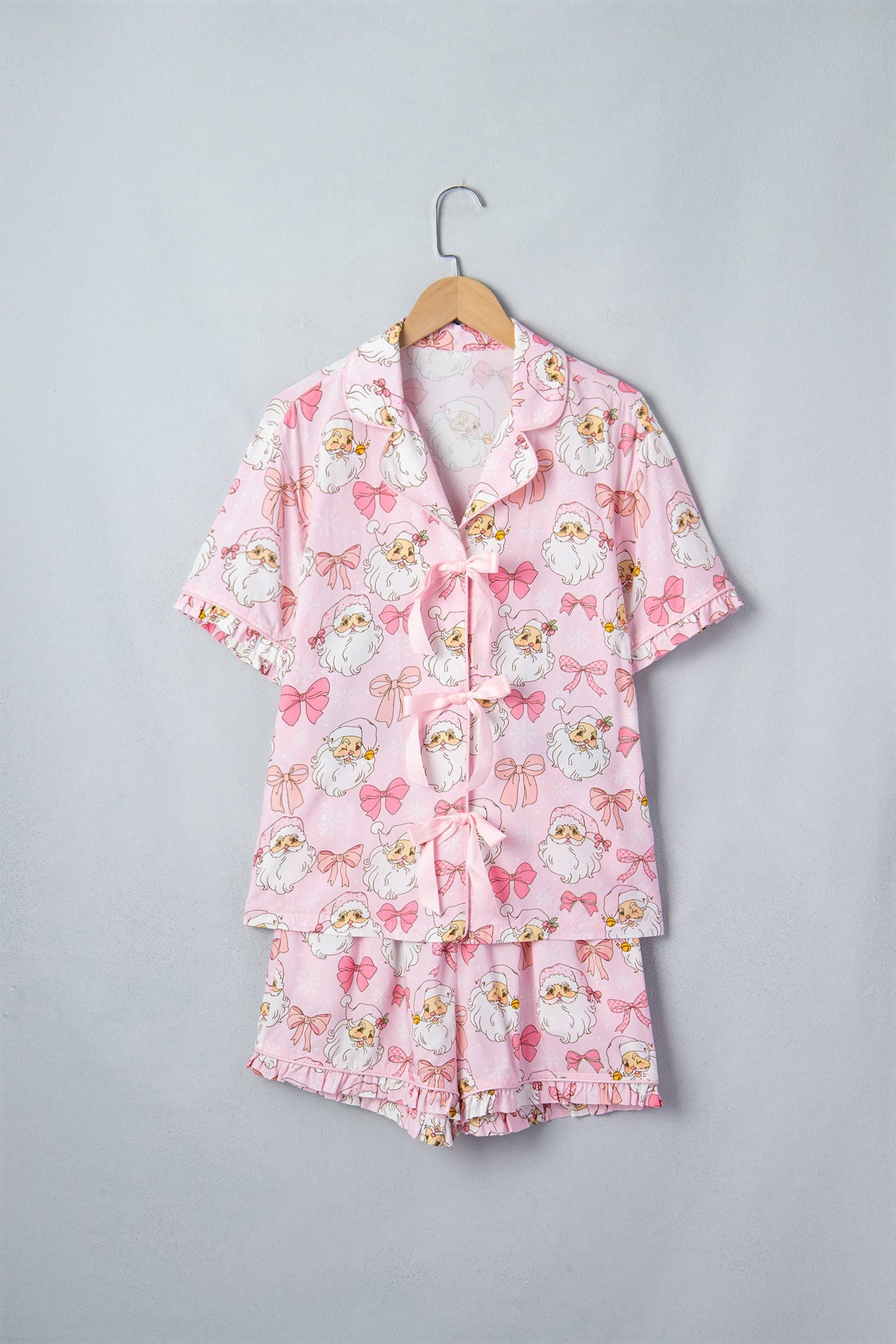 Holly Jolly Pink Santa Pajama Shorts Set