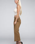 Zenana Acid Washed High Waist Frayed Hem Straight Pants