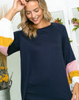 e Luna Solid Colorblock Top