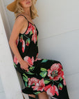 e Luna Floral Halter Pocket Maxi Dress