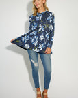 e Luna Floral Jersey Babydoll Hoodie Casual Top