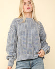 VERY J Two Tone Long Sleeve Sweater