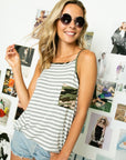 e Luna Plus Stripe Camo Mix Camisole