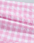 Gingham Ruffle Stripe Patchwork Lace Tie Shorts